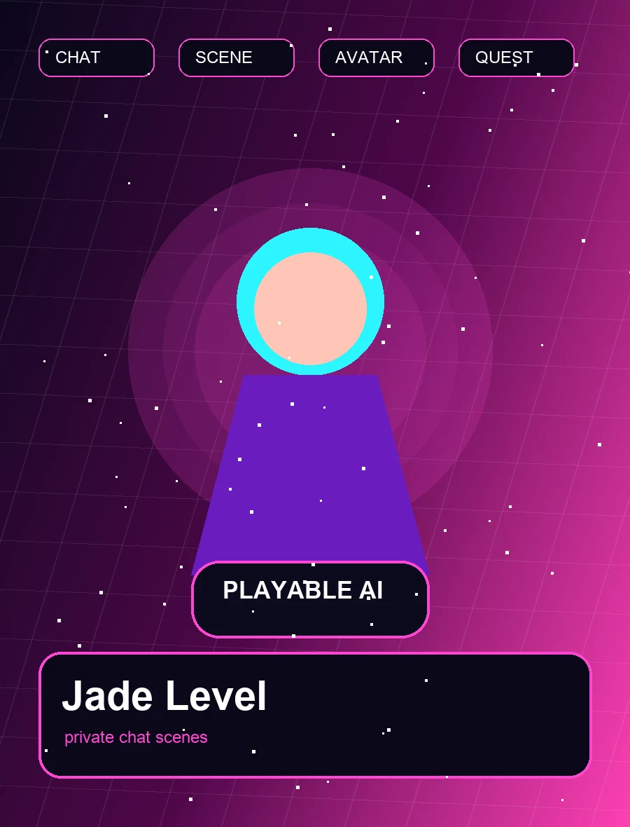 Signup checkpoint illustrated with a fictional adult AI companion